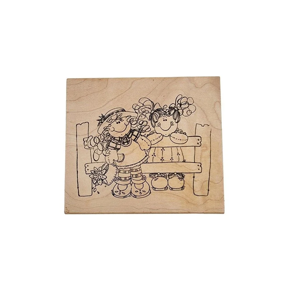 Imaginations Rubber Stamp Best Friends Girls On Fence Wood Mounted Craft 3.5x3